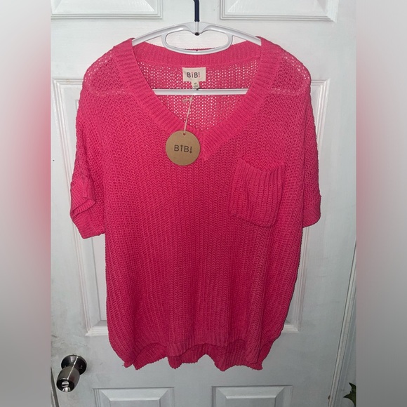 BiBi Tops - BiBi Pink Crochet Shirt